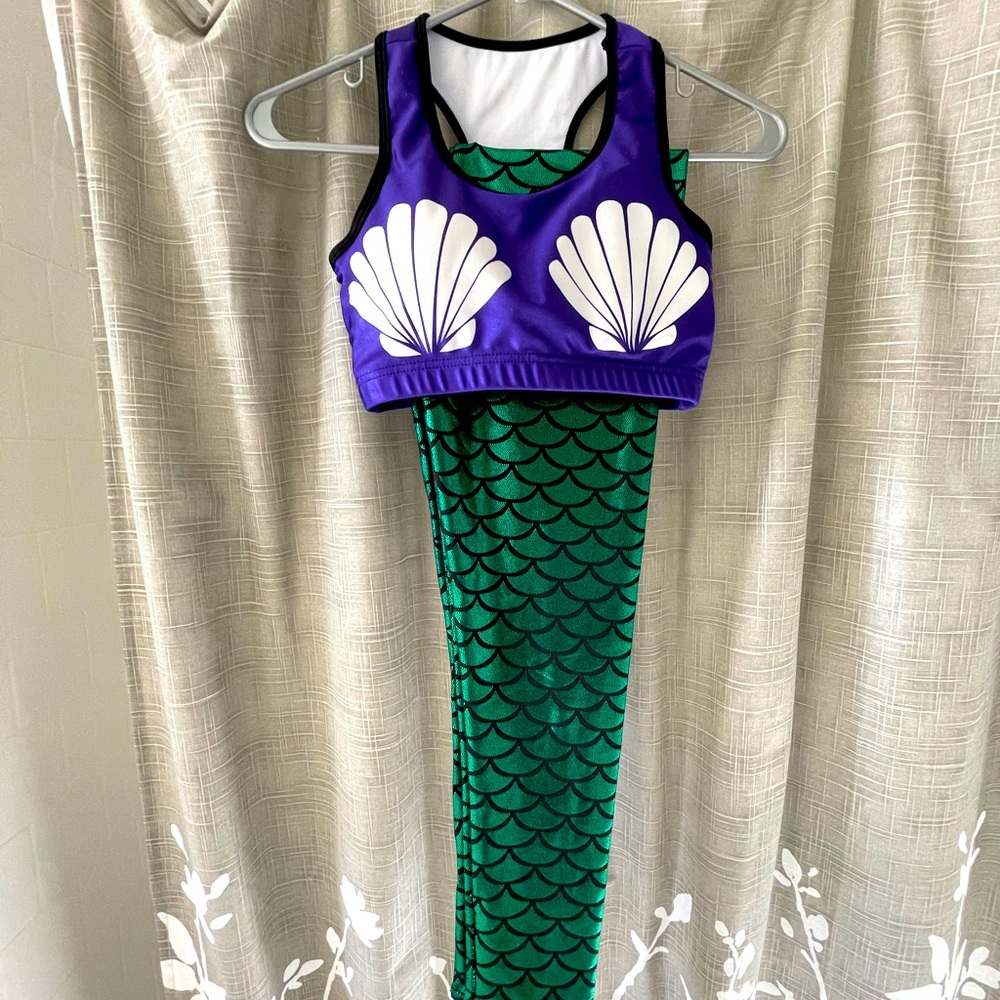 Mermaid set leggings & shells sport bra